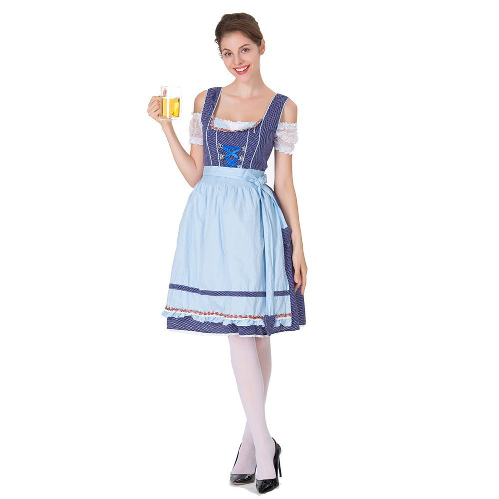 Robe dirndl pour femmes avec tablier et décolleté en cœur