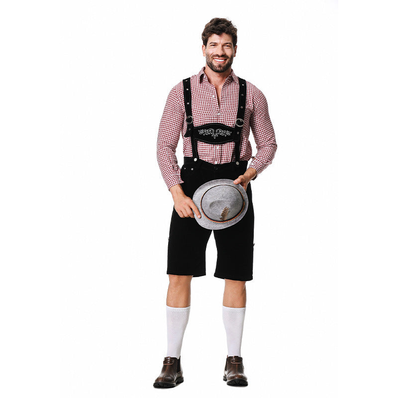 Pantalon traditionnel mi-long pour hommes avec bretelles réglables
