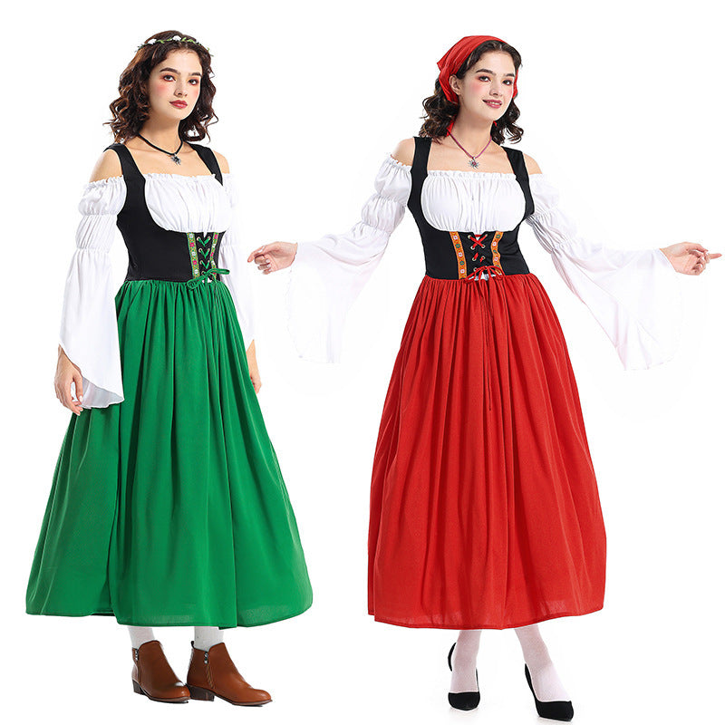 Robe de paysanne de style Renaissance pour femmes avec corsage épaules dénudées