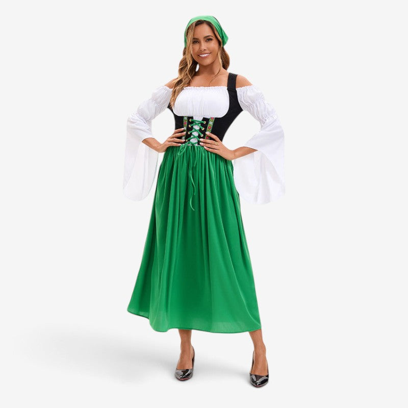 Robe de paysanne de la Renaissance pour femmes avec manches trompette