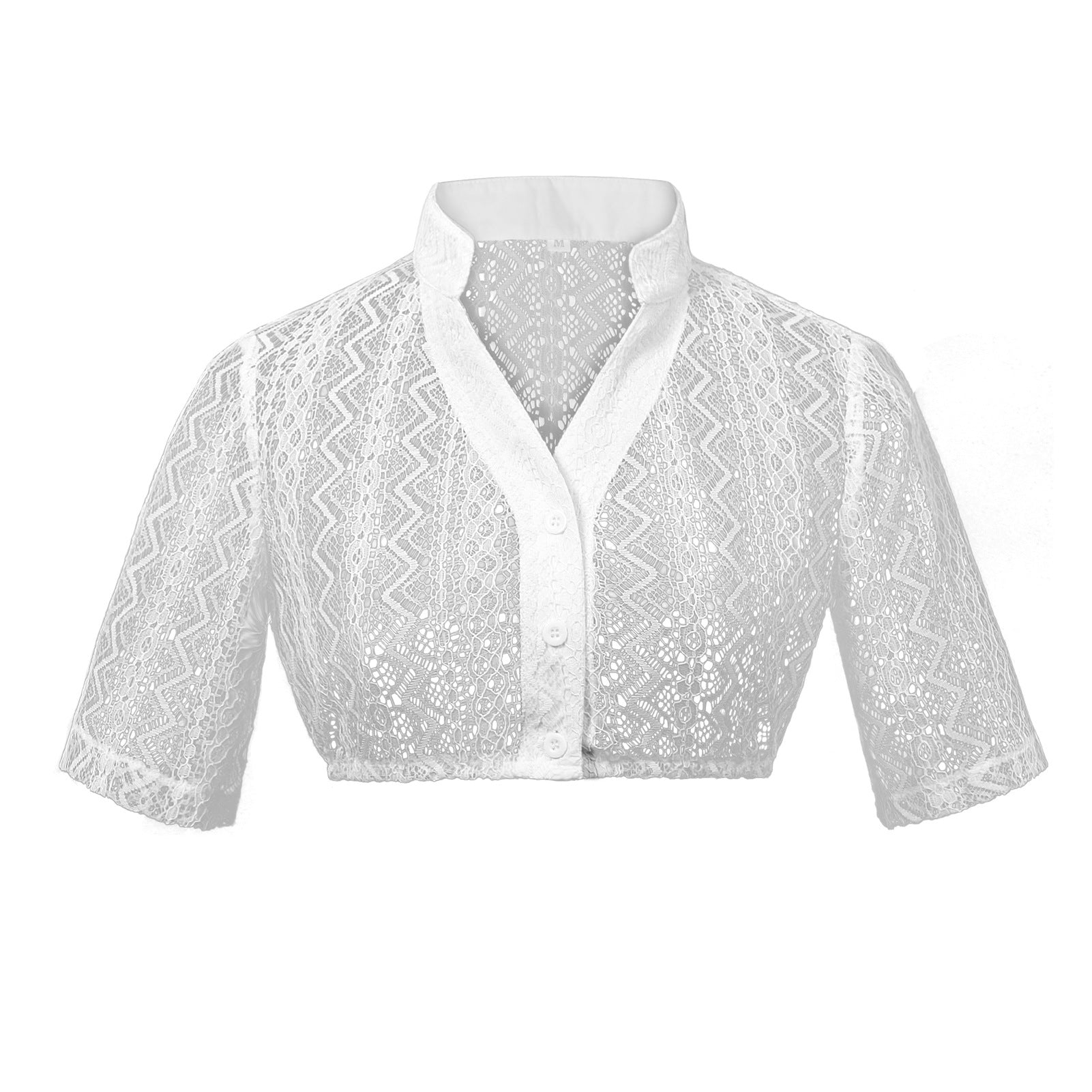 Boléro en dentelle pour femme avec col montant et coupe courte