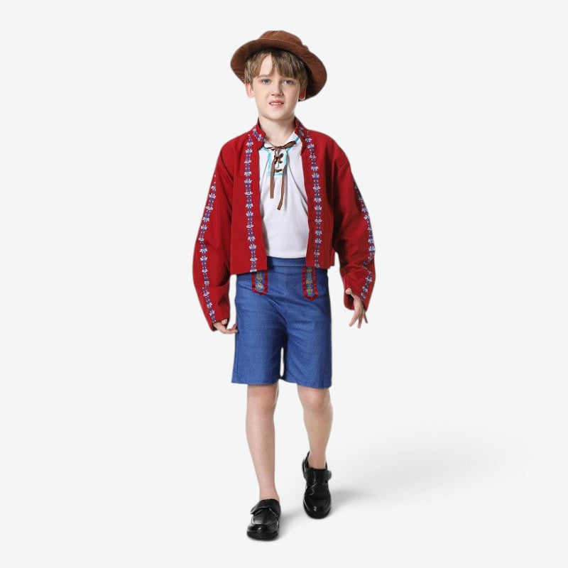 Tenue traditionnelle de style Trachten pour garçons avec chapeau