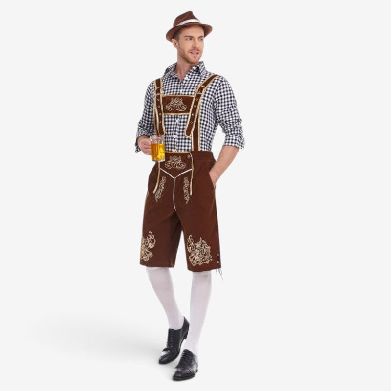 Traditionelle Lederhose für Herren mit Barockstickerei