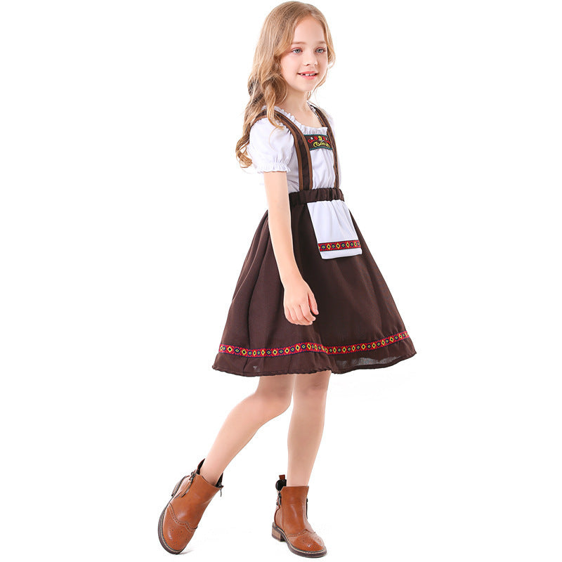 Dirndlkleid für Mädchen mit Schürze und Stickerei