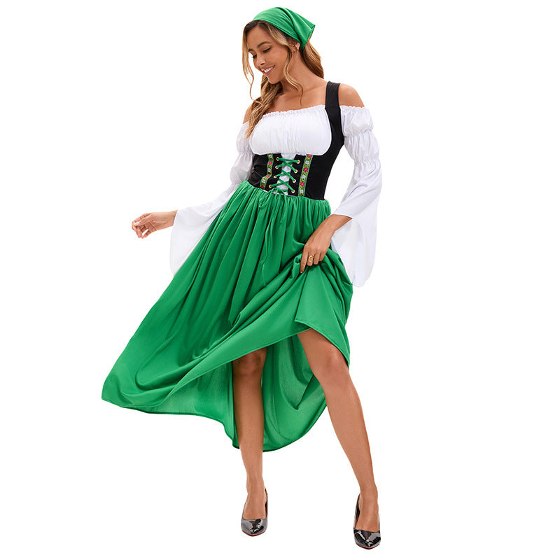 Robe de paysanne de la Renaissance pour femmes avec manches trompette