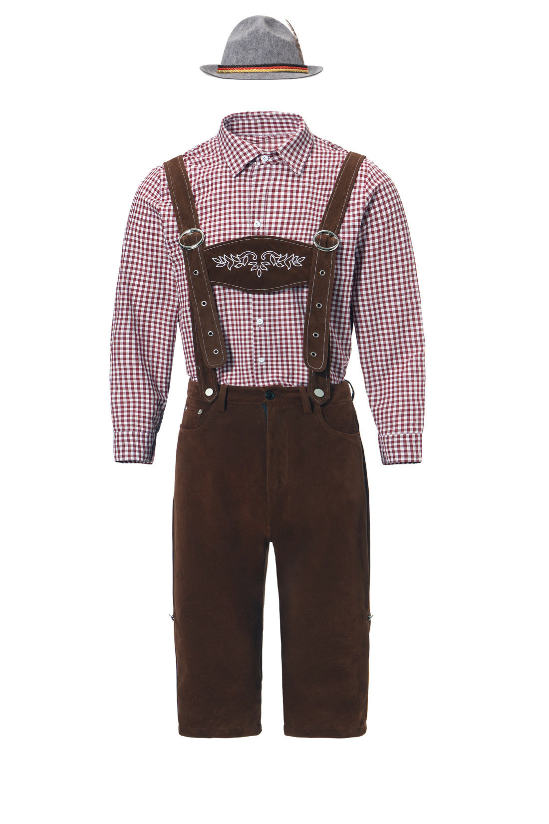 Pantalon traditionnel mi-long pour hommes avec bretelles réglables