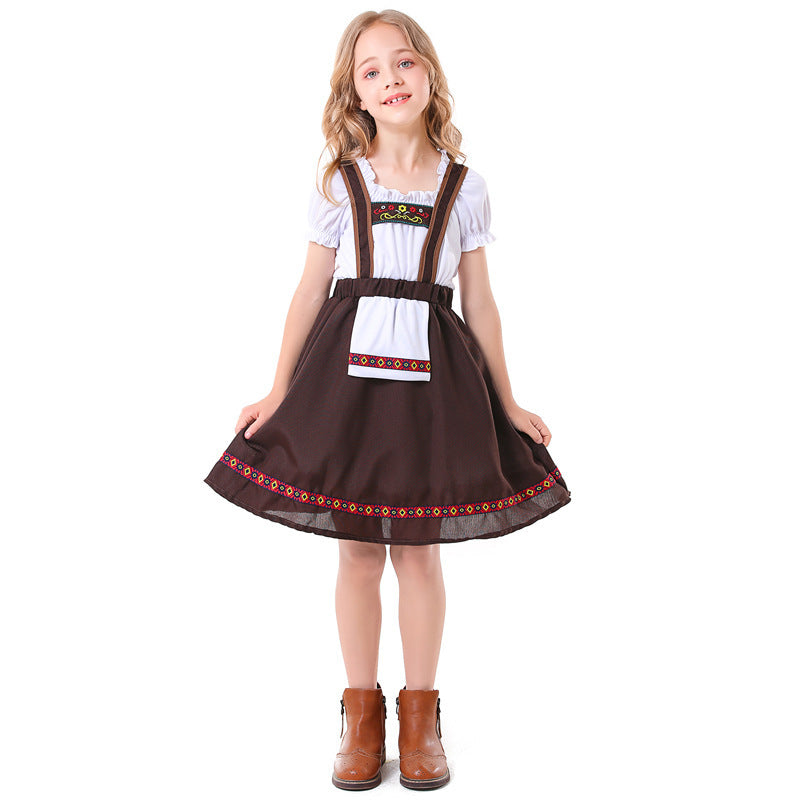 Dirndlkleid für Mädchen mit Schürze und Stickerei