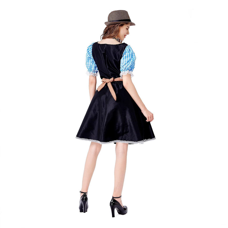 Robe traditionnelle pour femmes en tissu à carreaux avec tablier
