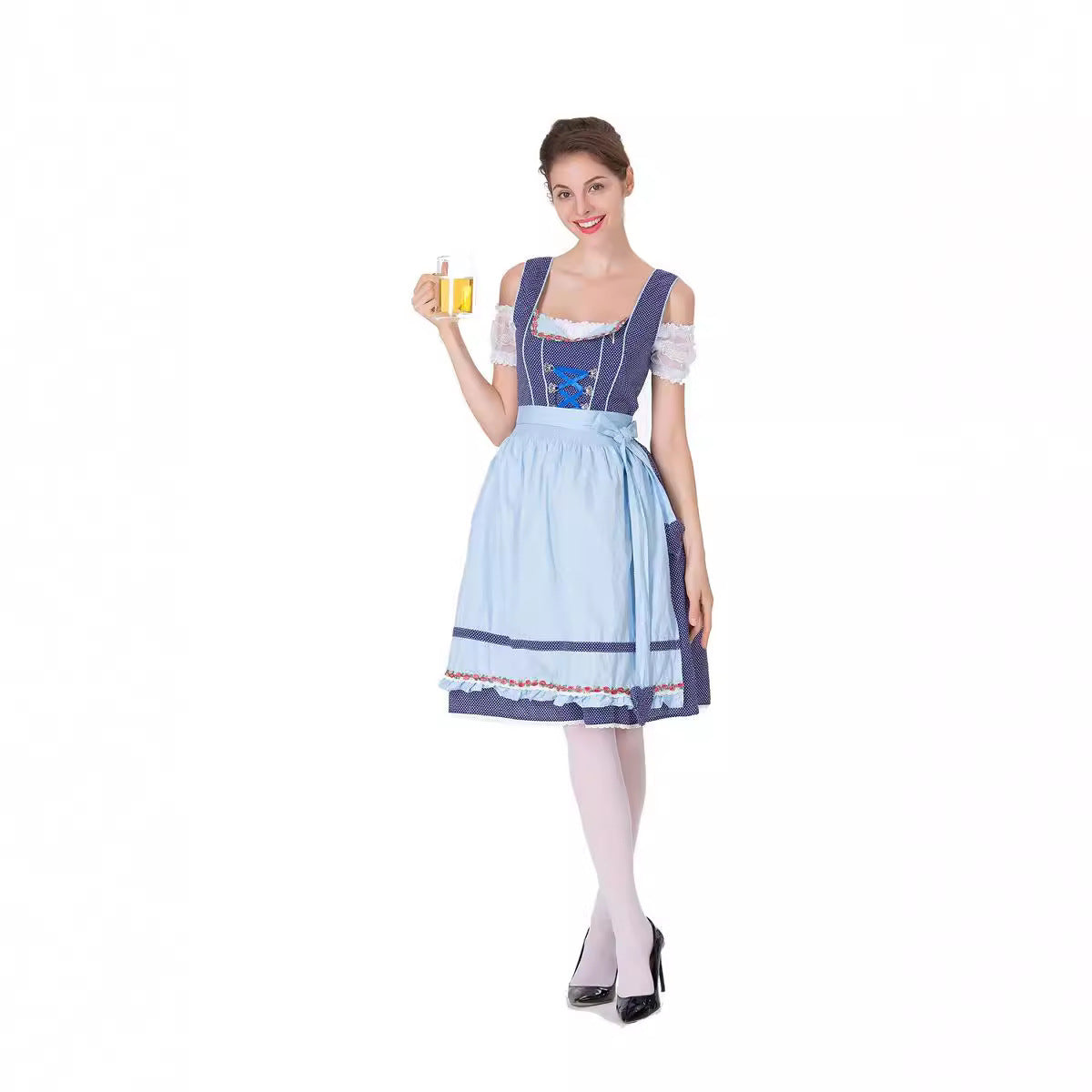 Robe dirndl pour femmes avec tablier et décolleté en cœur