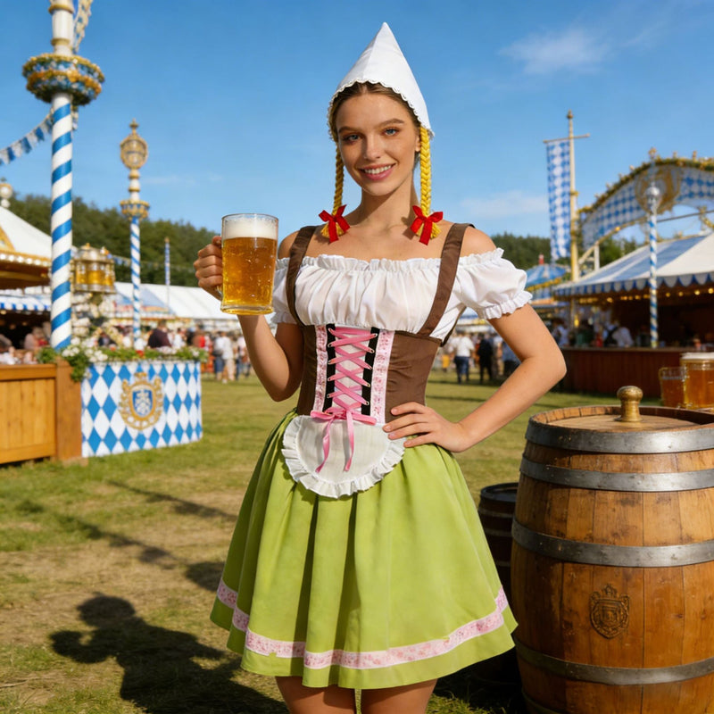 Dirndl Costume for Women with Lacing and Apron