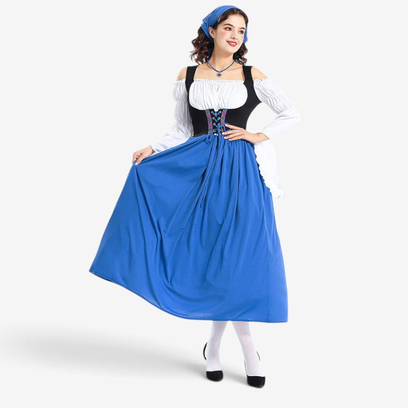 Robe de paysanne de style Renaissance pour femmes avec corsage épaules dénudées