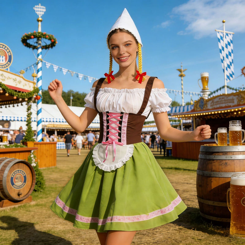 Dirndl Costume for Women with Lacing and Apron