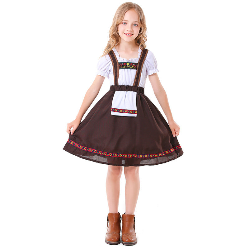 Dirndlkleid für Mädchen mit Schürze und Stickerei
