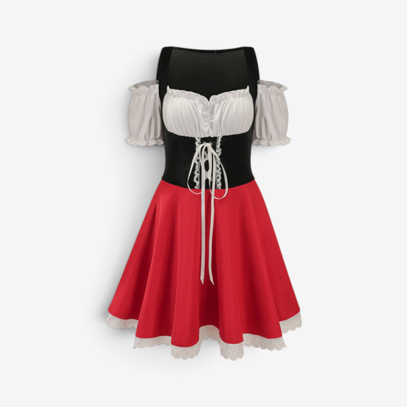 Robe traditionnelle pour femmes avec manches bouffantes et laçage