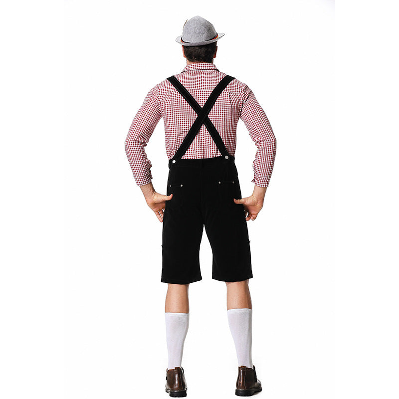 Pantalon traditionnel mi-long pour hommes avec bretelles réglables