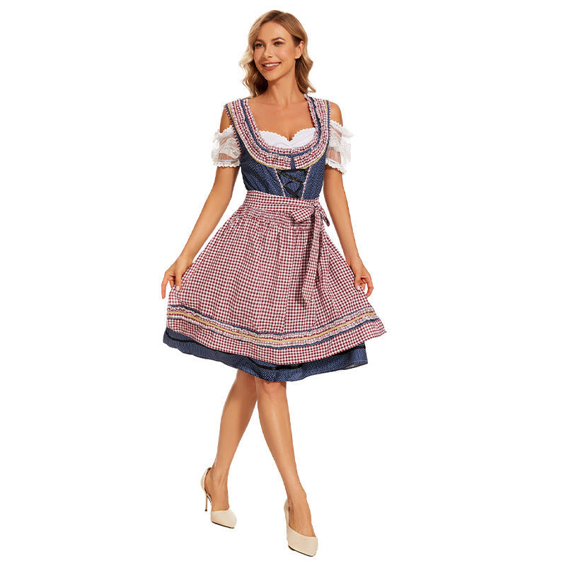 Robe traditionnelle pour femmes avec manches en dentelle et corsage corseté