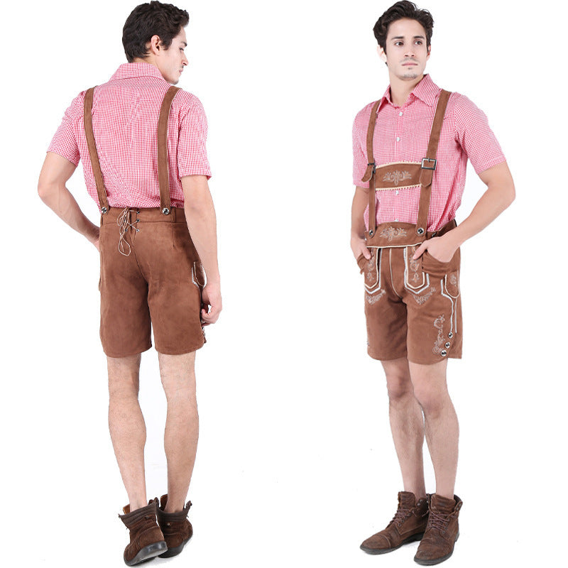 Kurze traditionelle Lederhose für Herren mit Hosenträgern