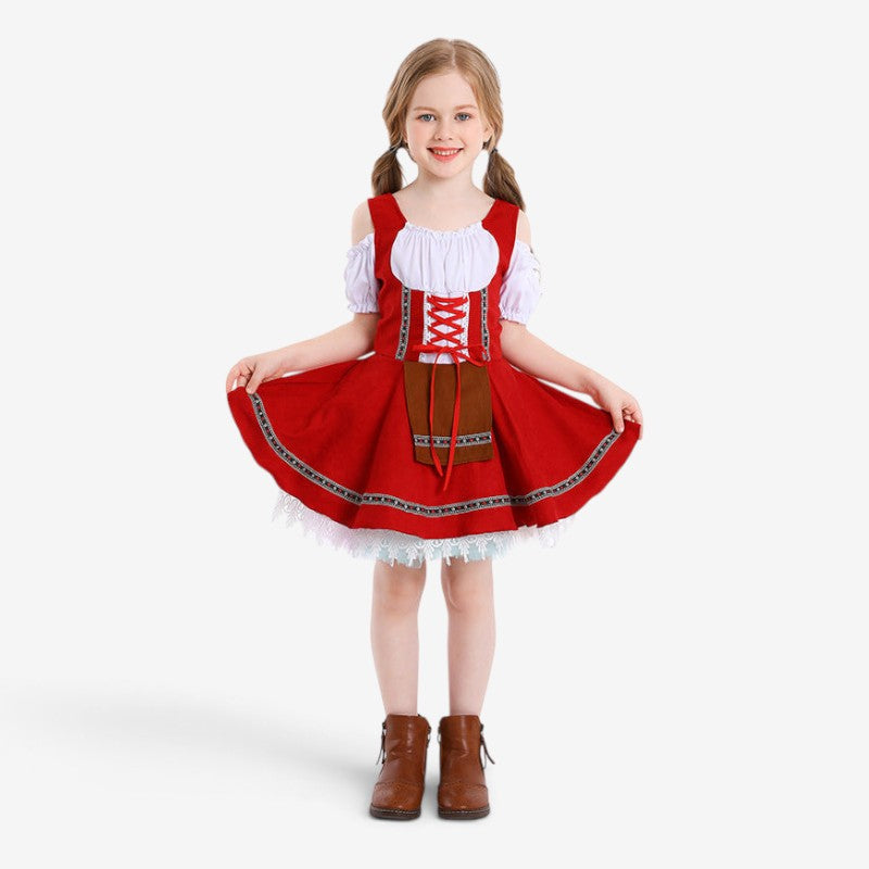 Robe traditionnelle pour filles avec corsage corseté et jupon en dentelle