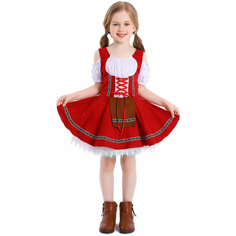 Robe traditionnelle pour filles avec corsage corseté et jupon en dentelle