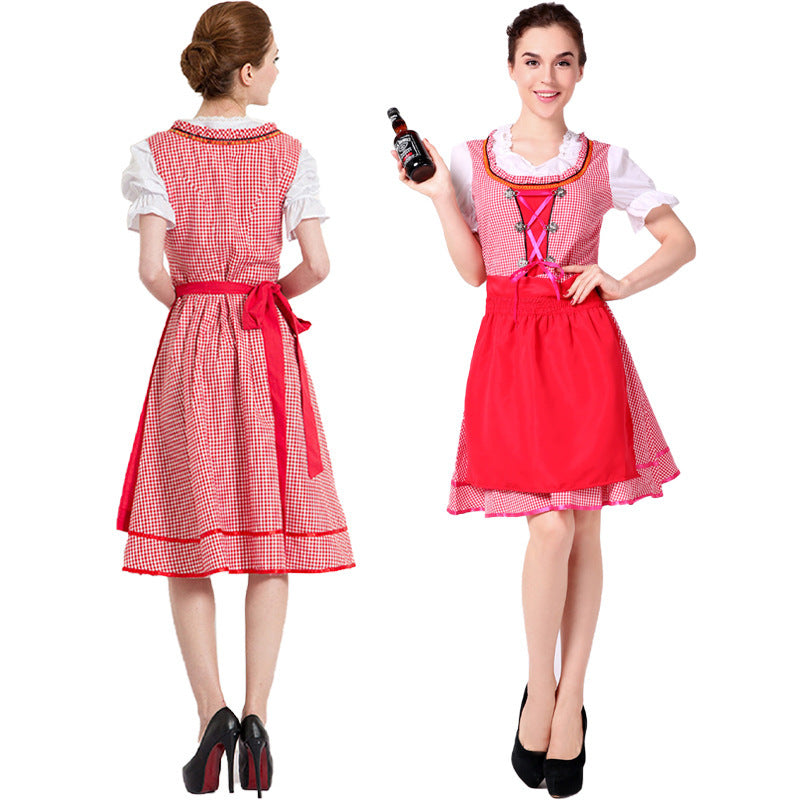 Robe traditionnelle pour femme avec jupe évasée et laçage