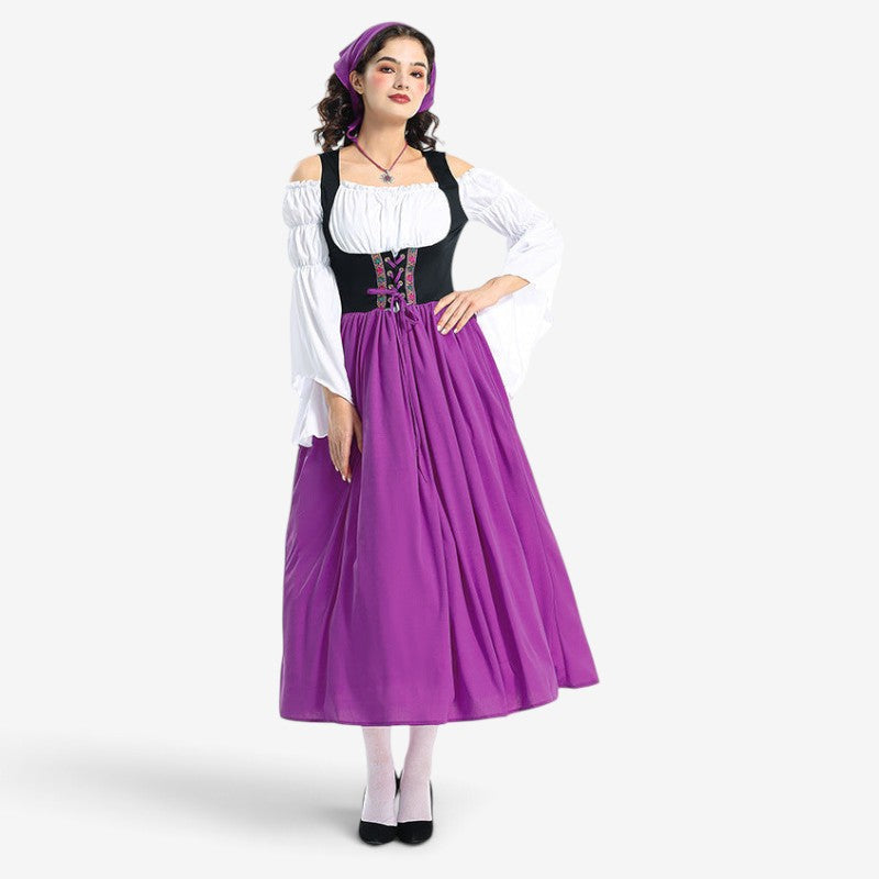 Robe de paysanne de style Renaissance pour femmes avec corsage épaules dénudées