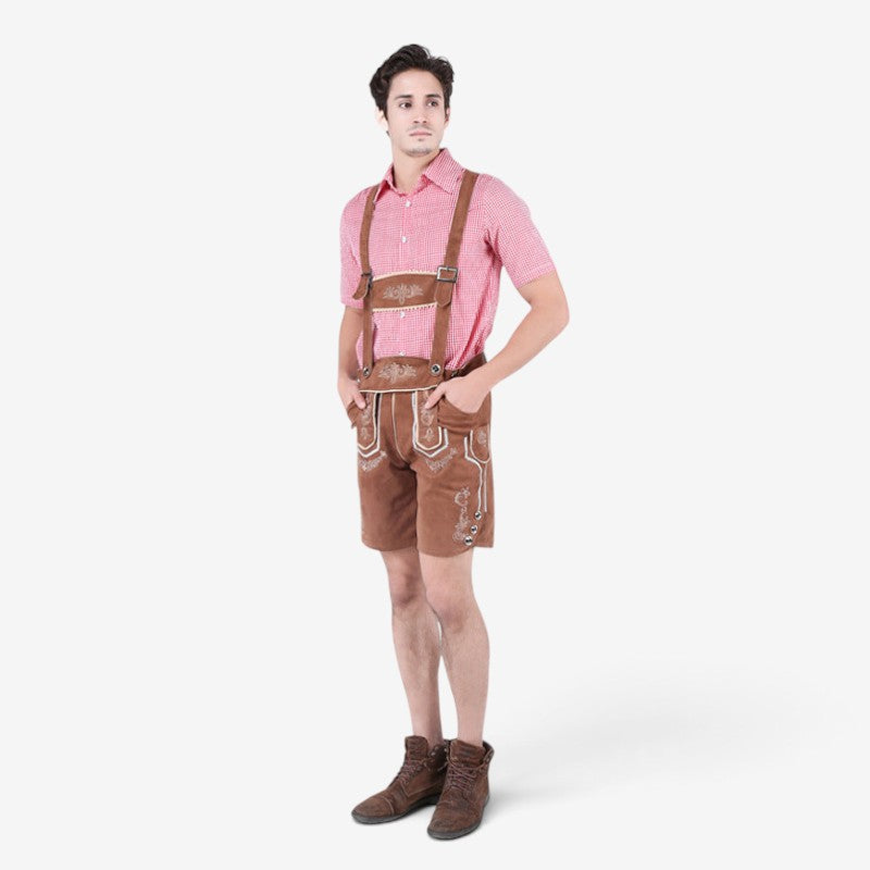 Kurze traditionelle Lederhose für Herren mit Hosenträgern