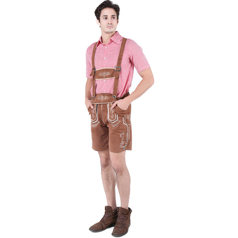 Kurze traditionelle Lederhose für Herren mit Hosenträgern