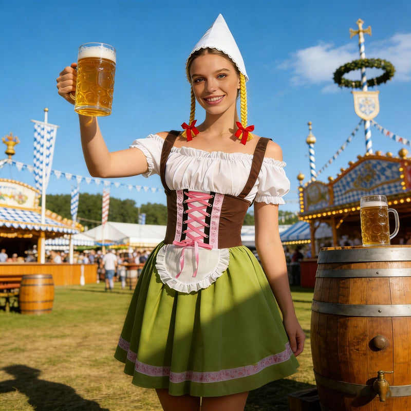 Dirndl Costume for Women with Lacing and Apron