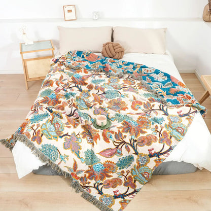 Decorative Cotton Garden Throw Blanket for Outdoor & Indoor Use