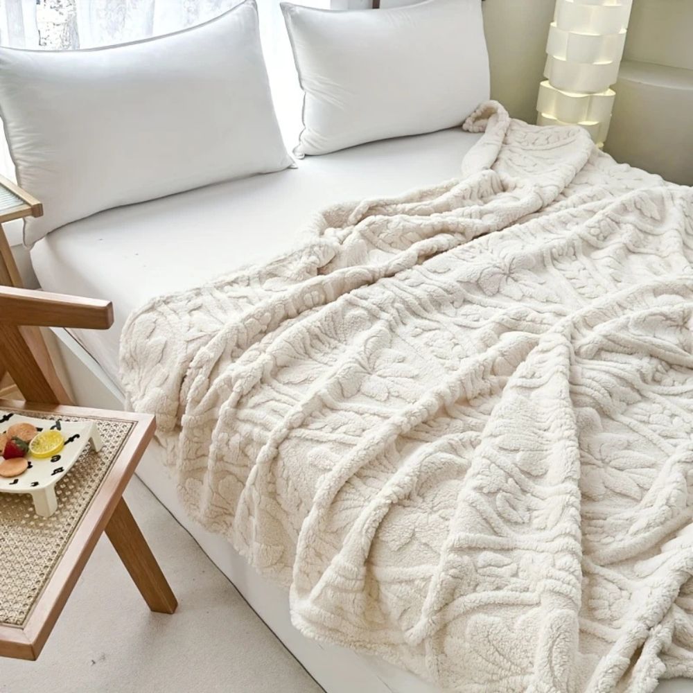 Cozy Paris Weave Jacquard Fleece Blanket for Home & Travel