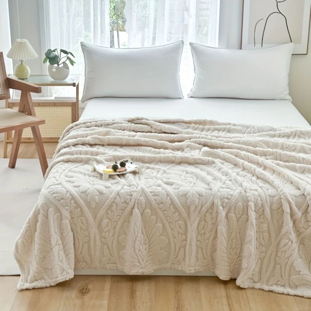 Cozy Paris Weave Jacquard Fleece Blanket for Home & Travel