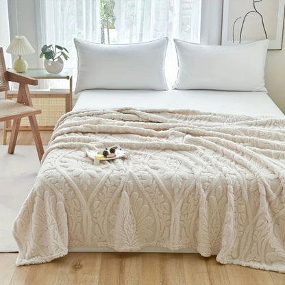 Cozy Paris Weave Jacquard Fleece Blanket for Home & Travel