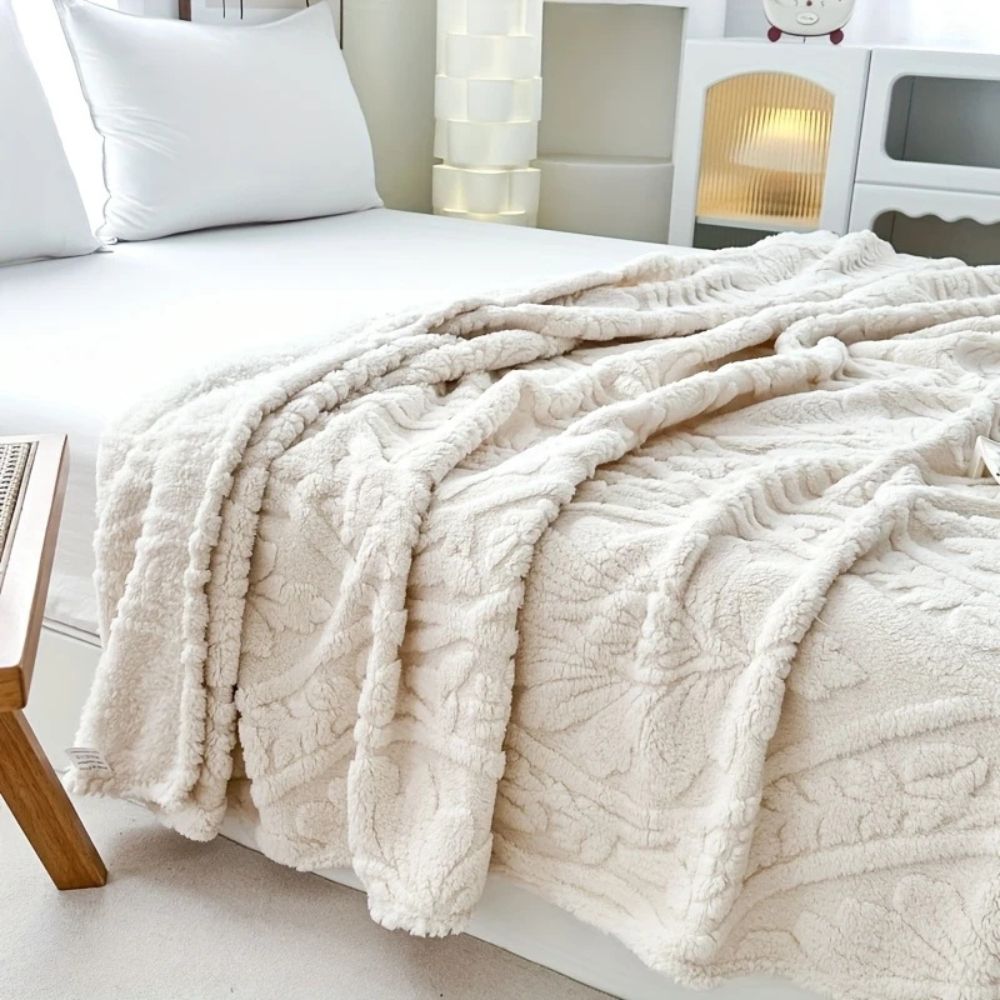 Cozy Paris Weave Jacquard Fleece Blanket for Home & Travel