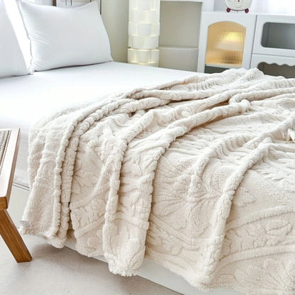 Cozy Paris Weave Jacquard Fleece Blanket for Home & Travel