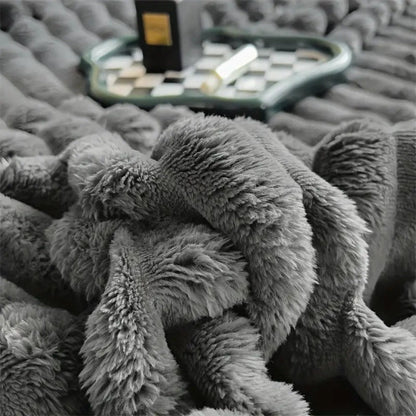 Cozy Striped Plush Throw Blanket for Warmth and Comfort