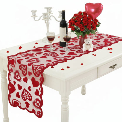 Valentines Day Decor Table Runner Red Heart