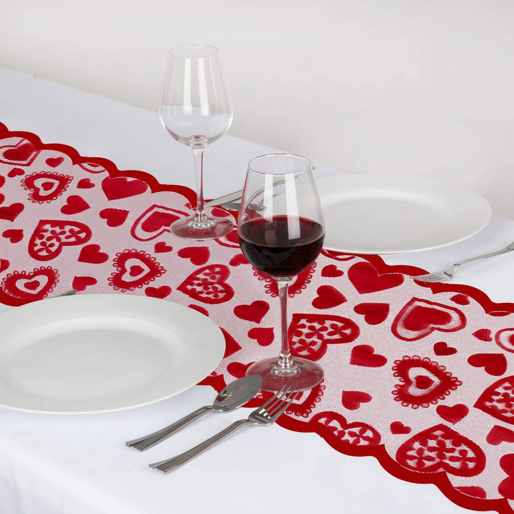 Valentines Day Decor Table Runner Red Heart