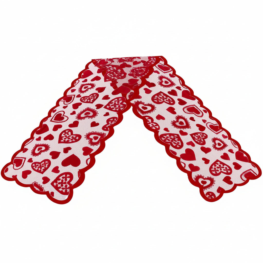 Valentines Day Decor Table Runner Red Heart