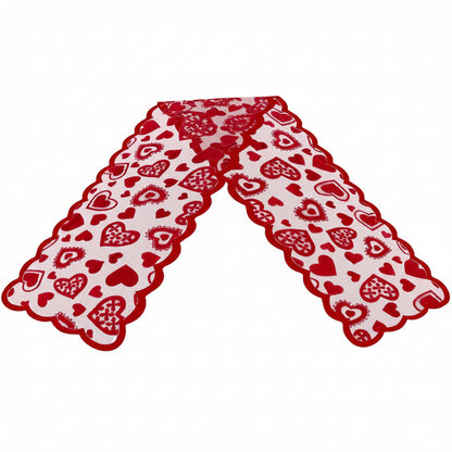 Valentines Day Decor Table Runner Red Heart