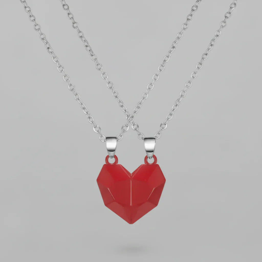 Couple Necklace Electrocardiogram Magnetic Heart
