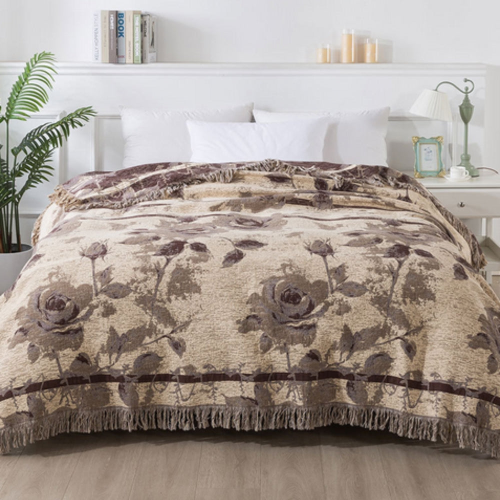 Cozy Rosewood Grace Cotton Throw Blanket for Home Decor & Comfort