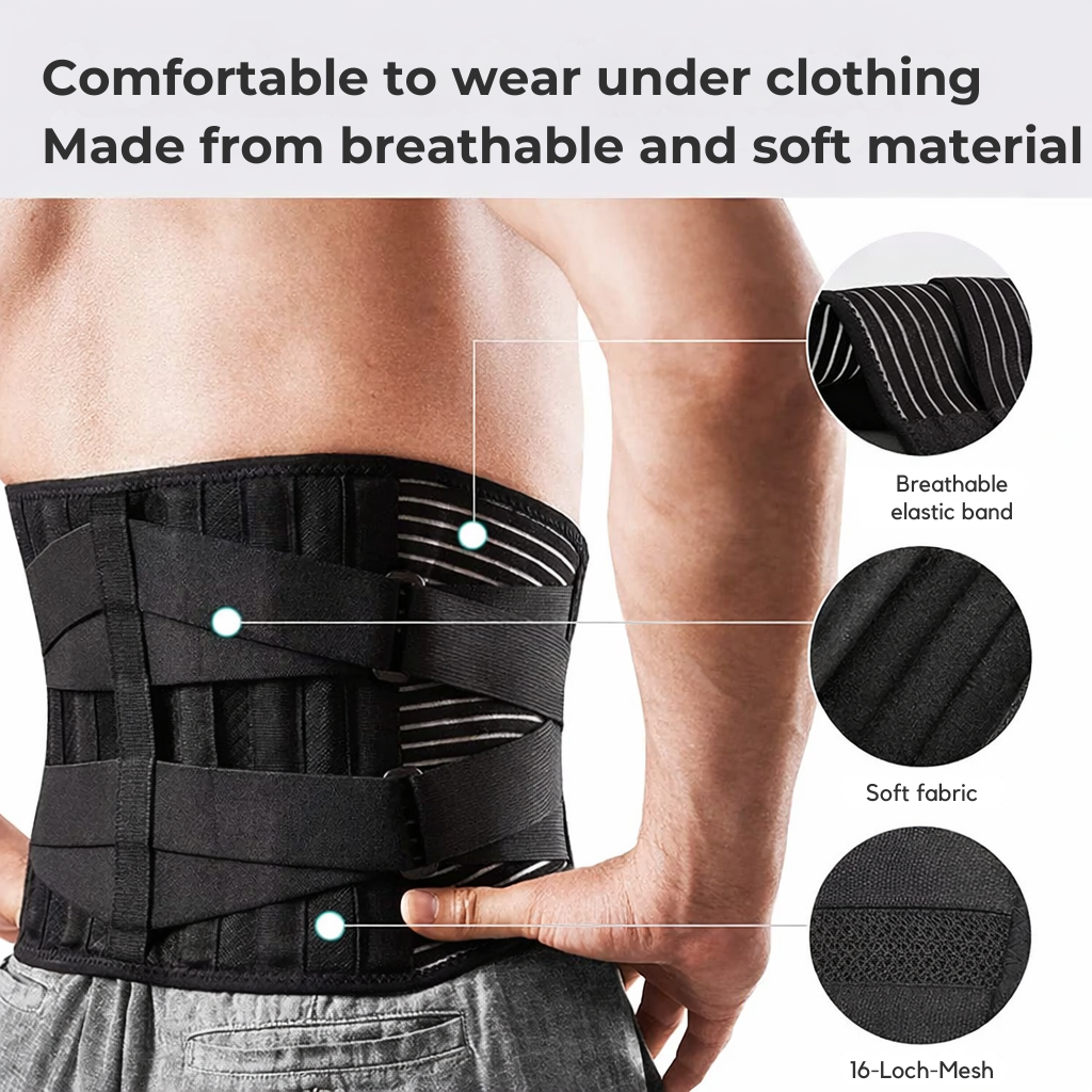Ceinture de soutien lombaire réglable avec compression renforcée à 360°