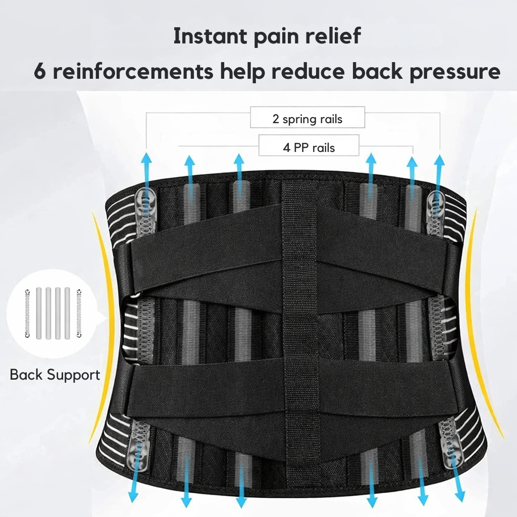 Ceinture de soutien lombaire réglable avec compression renforcée à 360°