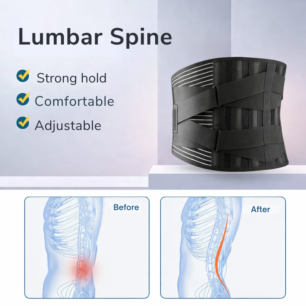 Ceinture de soutien lombaire réglable avec compression renforcée à 360°