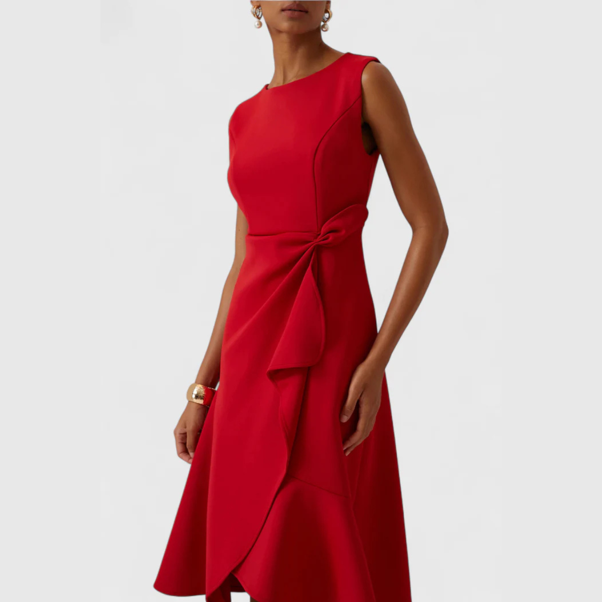 Sheila™ | Draped Asymmetric Midi Gown