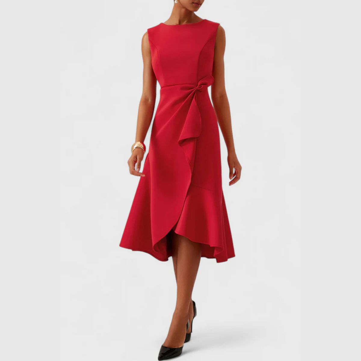 Sheila™ | Draped Asymmetric Midi Gown