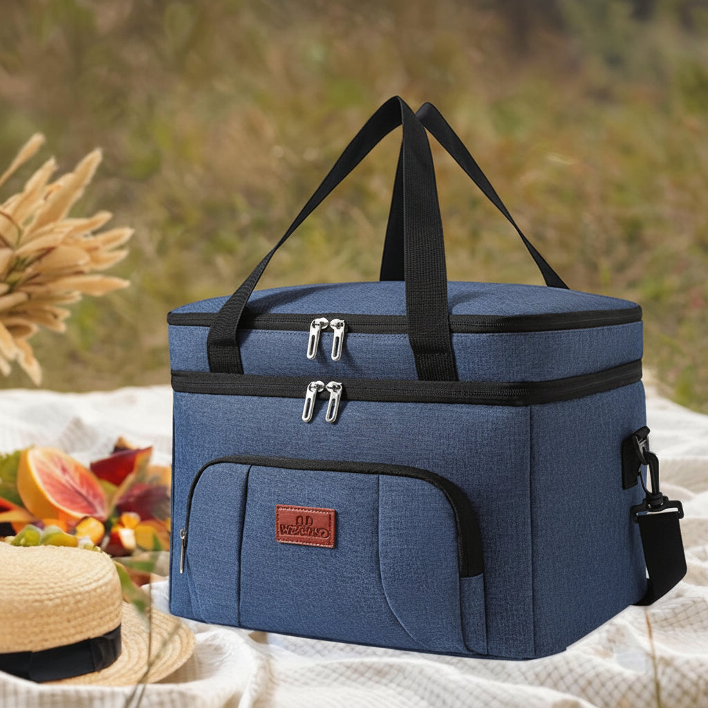 Multifunctional Double Layers Cooler Lunch Bags Large Capacity