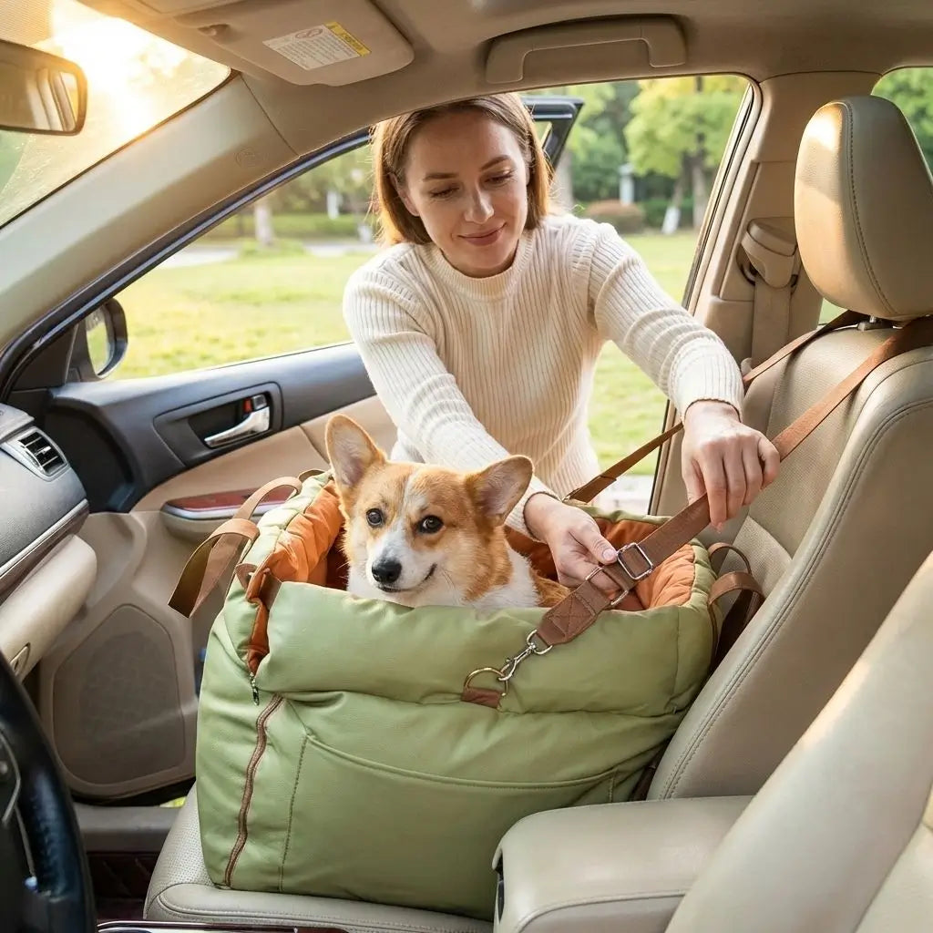 2 - in - 1 Autositz und Reisebett für Hunde mit Sicherheitsleine