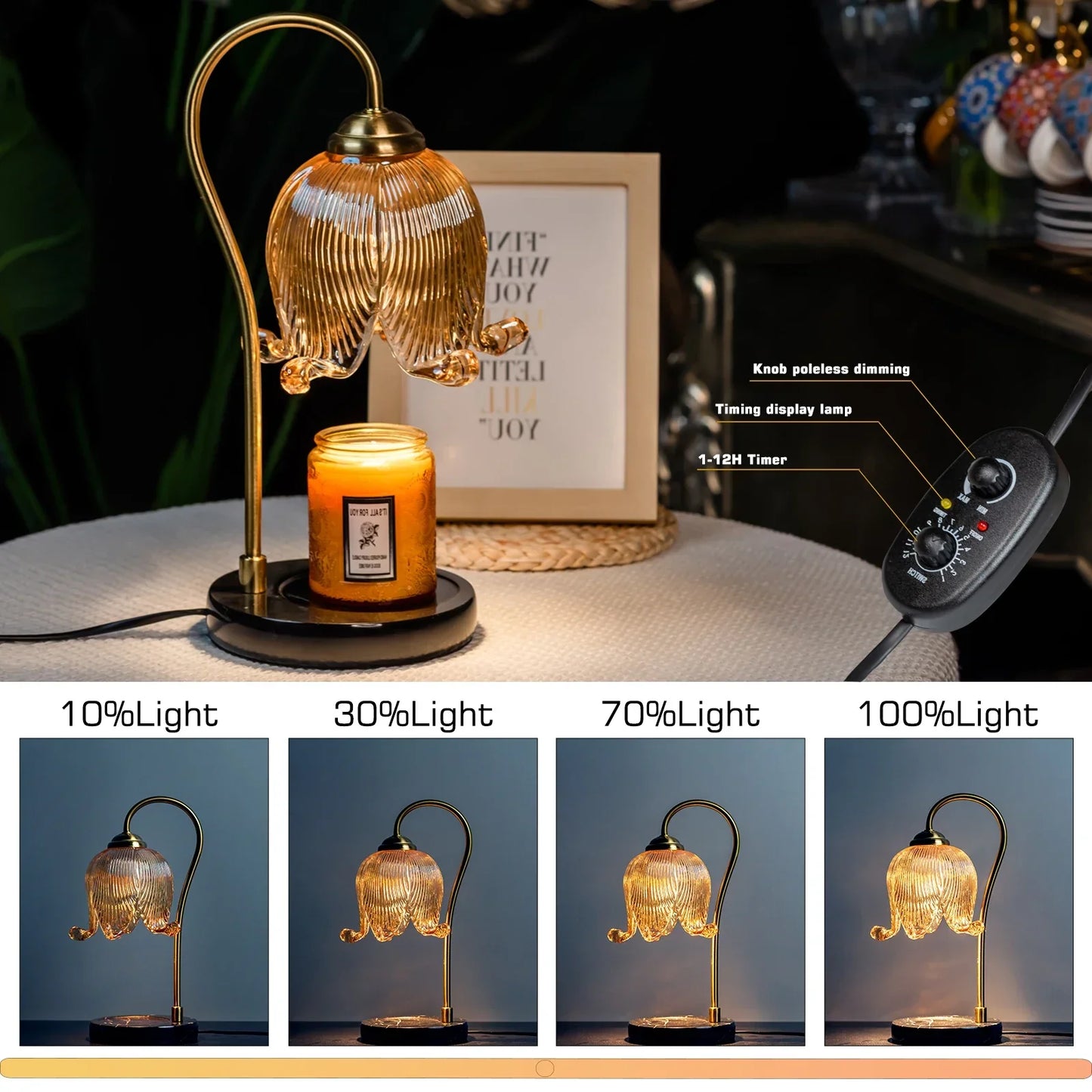 Vintage Glass Candle Warmer Lamp
