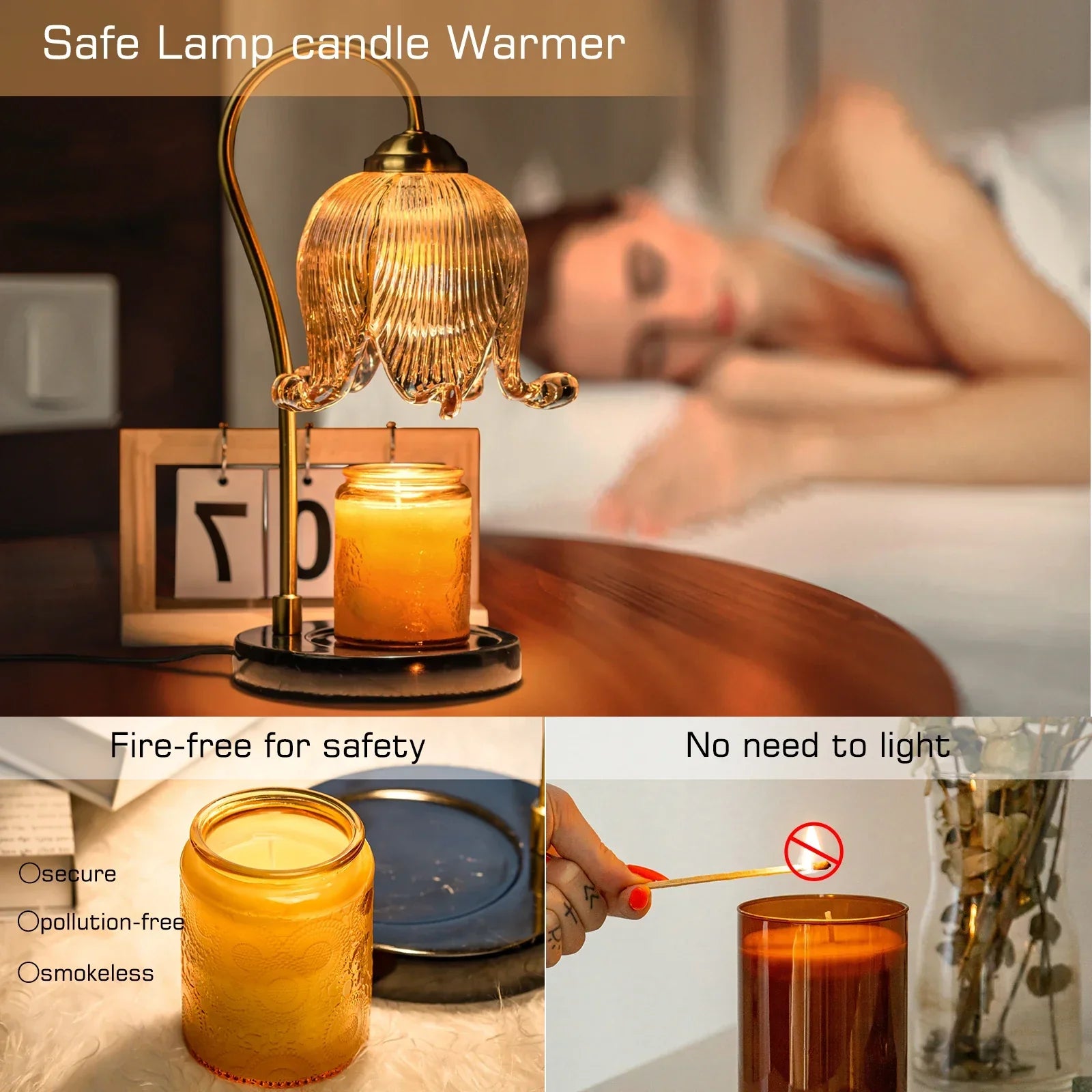 Vintage Glass Candle Warmer Lamp